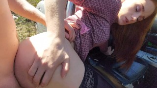 LesiAngel   Самый горячий секс на людной дороге с незнакомкой